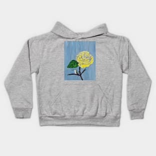 Hummingbird and Rose in the Rain Painting Kids Hoodie